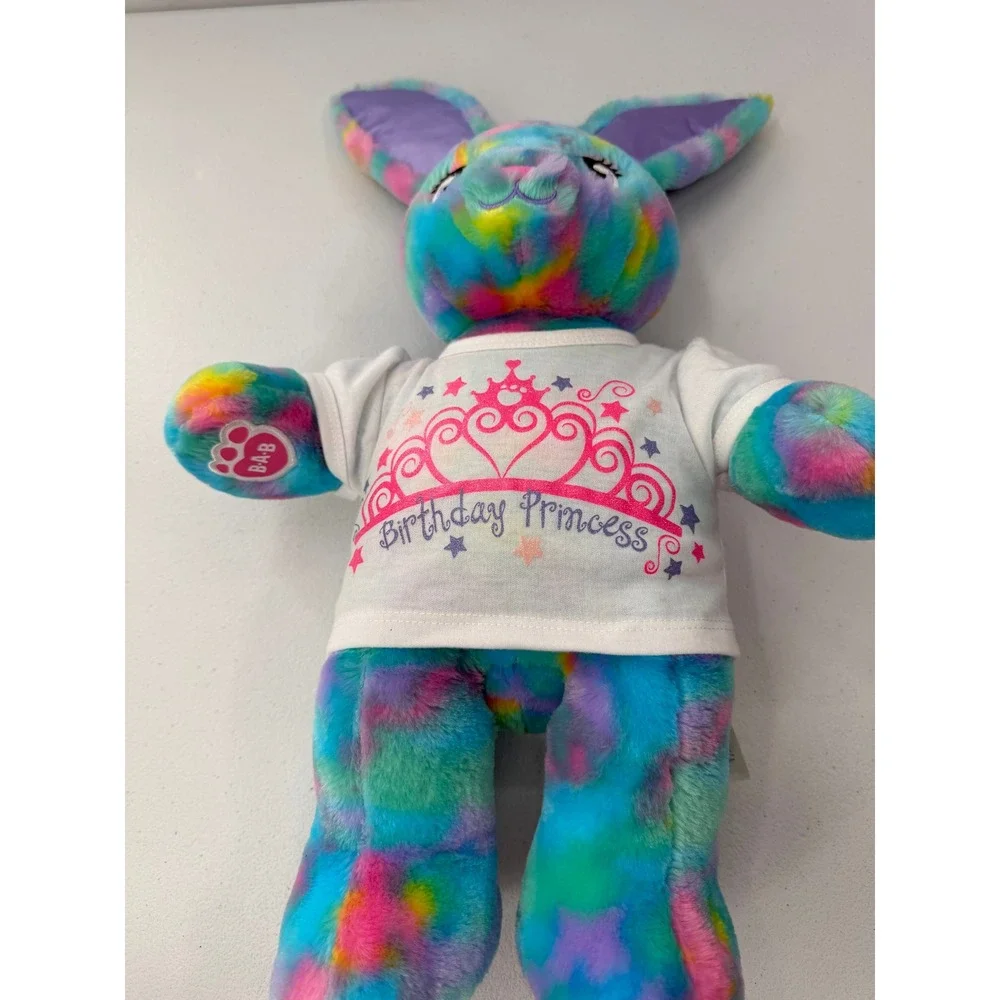 Build-A-Bear Bunny Birthday Princess Plush Tie Dye Blue Pink Purple 20in Stuffed